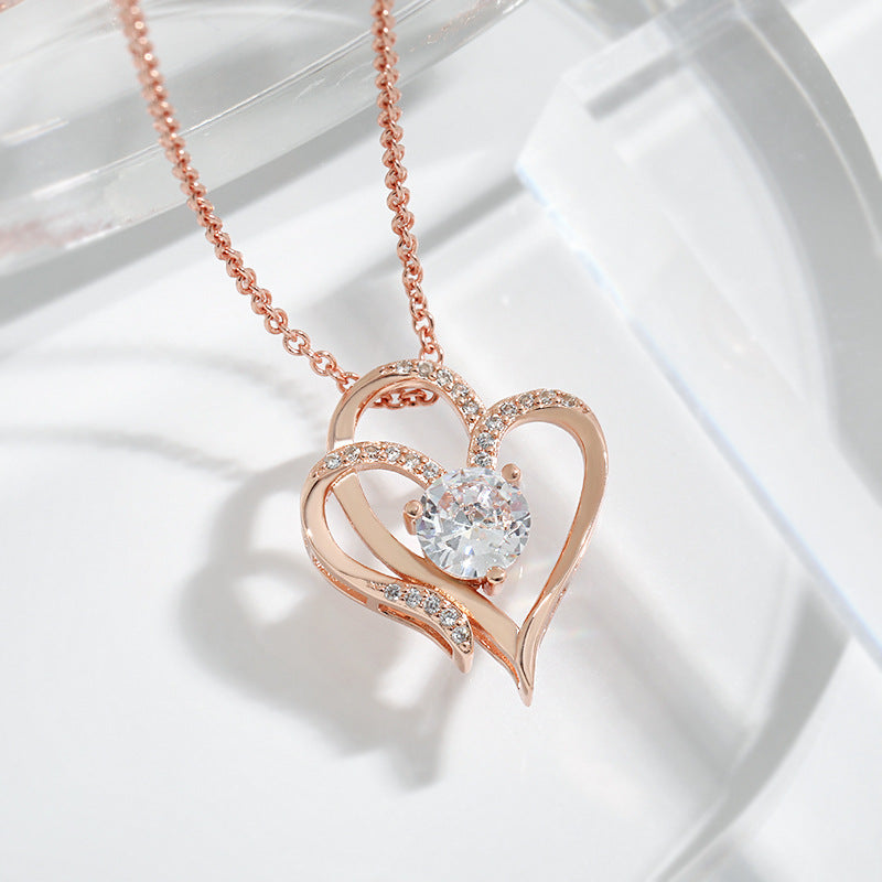 Zircon Rhinestone Heart Necklace