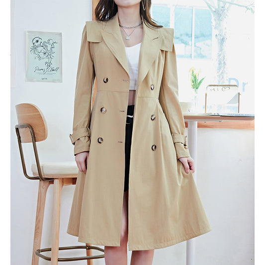 Fashionable Cape-Type Mid-Length Top British Style Coat