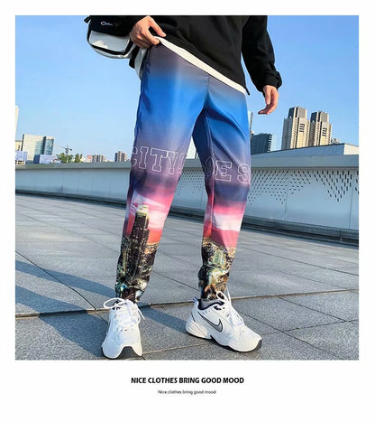 Trendy Gradient Color Trousers for Men